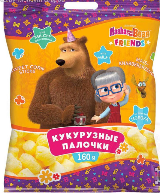 Кукурузные палочки сладкие с молочным вкусом "Маша и Медведь" 160г
